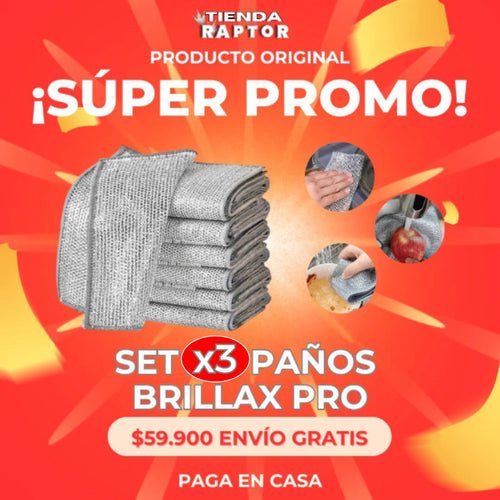 BRILLAX PRO® PAÑOS DE LIMPIEZA COMBO X3